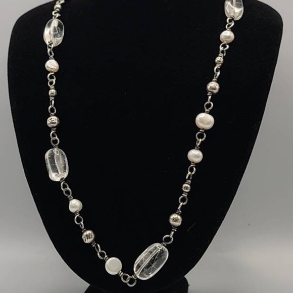 Silpada Vintage Sterling Silver Silver Pearl & Crystal Necklace - Picture 3 of 14